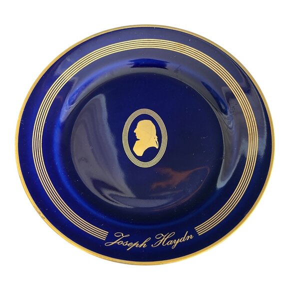 VTG 4 Bing & Grøndahl Copenhagen Porcelain Composer Plates – Cobalt Blue & 22K G - Picture 6 of 10